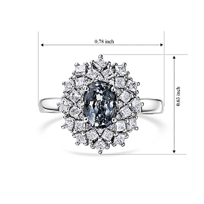 D'Joy Premium Platinum Spinel and Moissanite 1.50 ctw Starlit Bloom Ring in Rhodium Over Sterling Silver (Size 5.0)