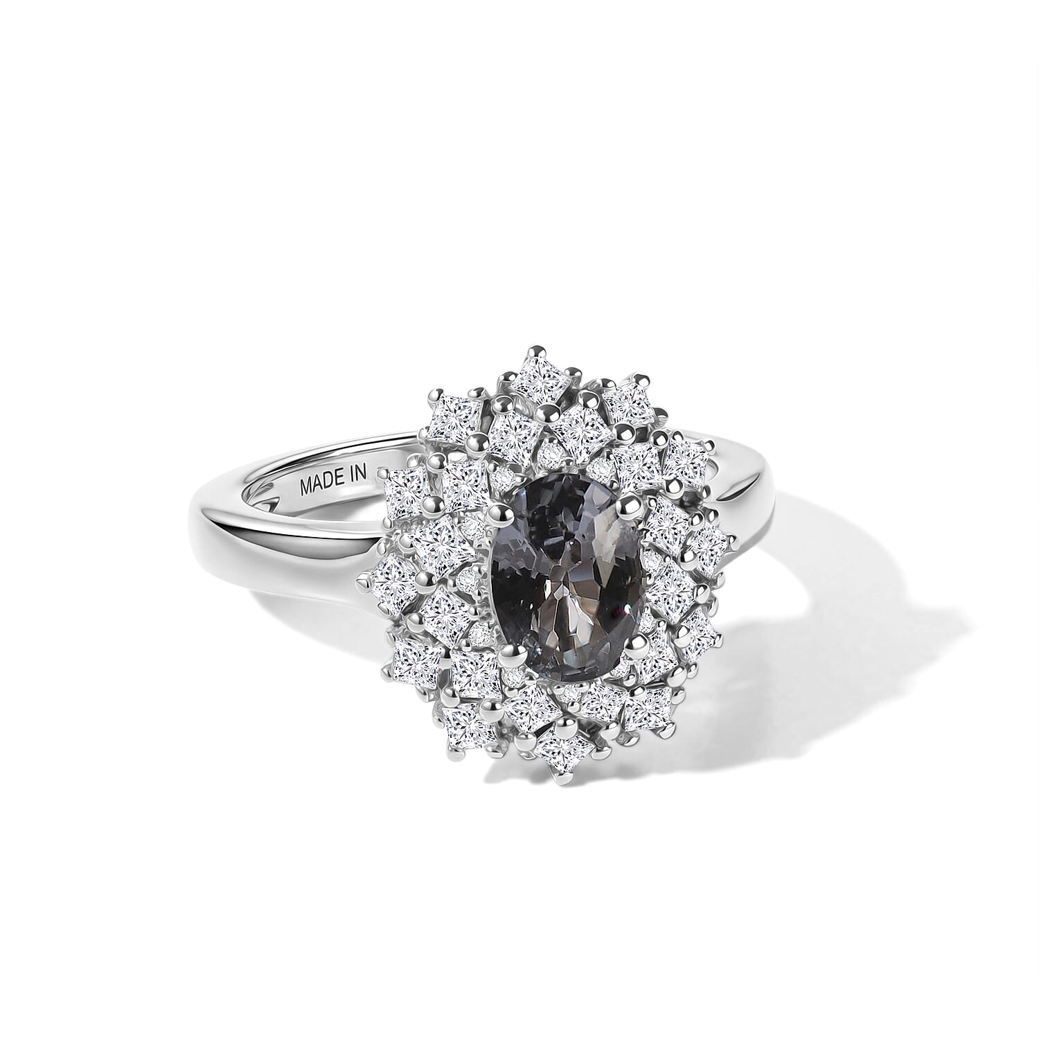 D'Joy Premium Platinum Spinel, Moissanite Ring in Rhodium Over Sterling Silver (Size 6.0) 1.50 ctw