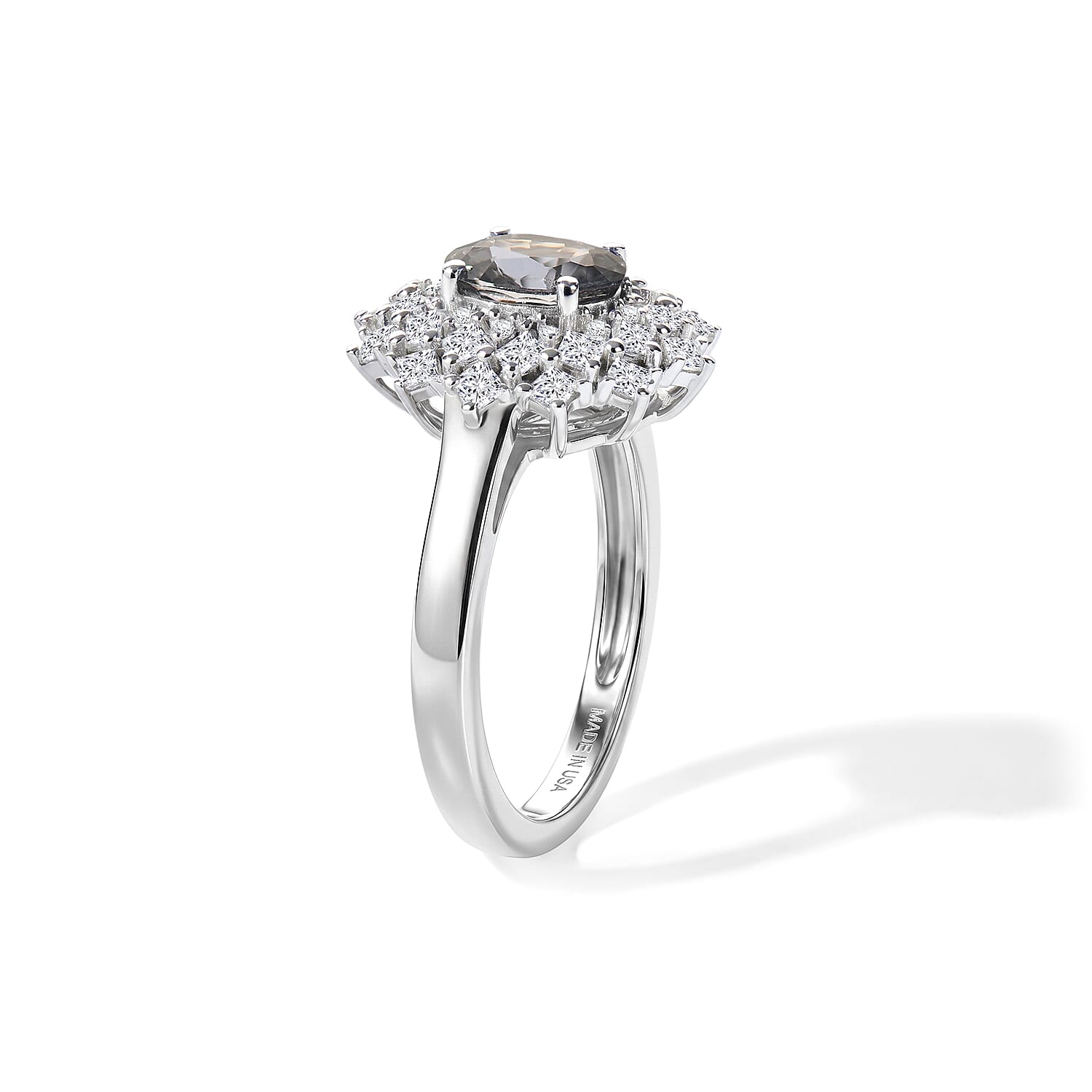 D'Joy Premium Platinum Spinel, Moissanite Ring in Rhodium Over Sterling Silver (Size 6.0) 1.50 ctw