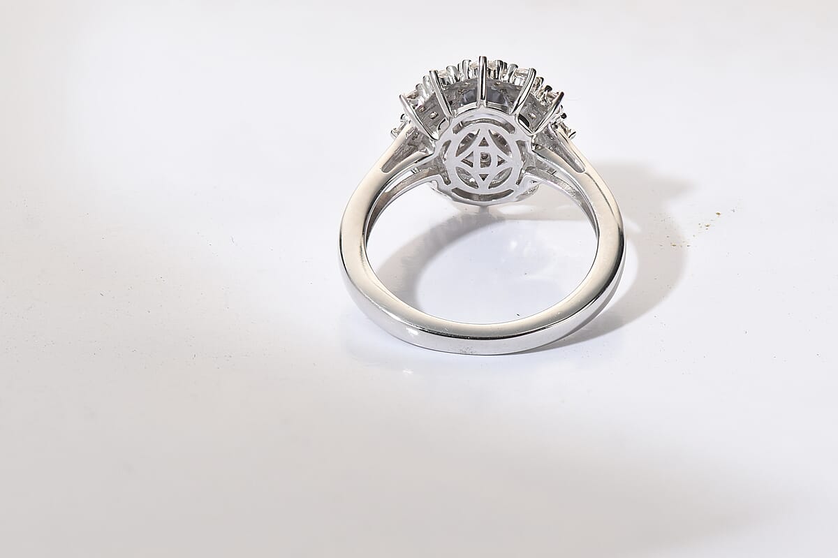 D'Joy Premium Platinum Spinel, Moissanite Ring in Rhodium Over Sterling Silver (Size 10.0) 1.50 ctw image number 3