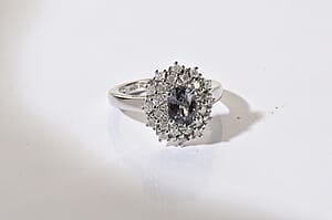 D'Joy Premium Platinum Spinel, Moissanite Ring in Rhodium Over Sterling Silver (Size 10.0) 1.50 ctw