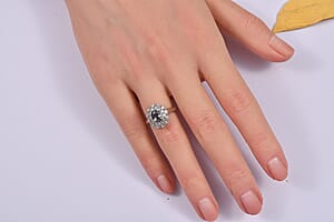 D'Joy Premium Platinum Spinel, Moissanite Ring in Rhodium Over Sterling Silver (Size 10.0) 1.50 ctw