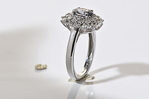 D'Joy Premium Platinum Spinel, Moissanite Ring in Rhodium Over Sterling Silver (Size 10.0) 1.50 ctw