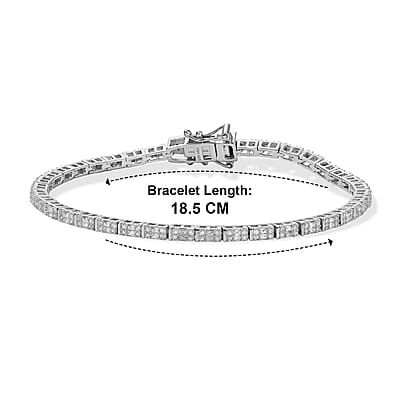 D'Joy Diamond 1.00 ctw Tennis Deco Radiance Bracelet in Rhodium Over Sterling Silver (7.25 In)