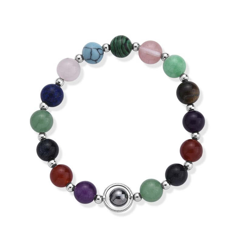 Multi Gemstone 70.00 ctw Beaded Bracelet in Silvertone (7-7.5)