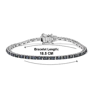 D'Joy Blue Diamond 1.00 ctw Tennis Deco Radiance Bracelet in Rhodium Over Sterling Silver (7.25 In)