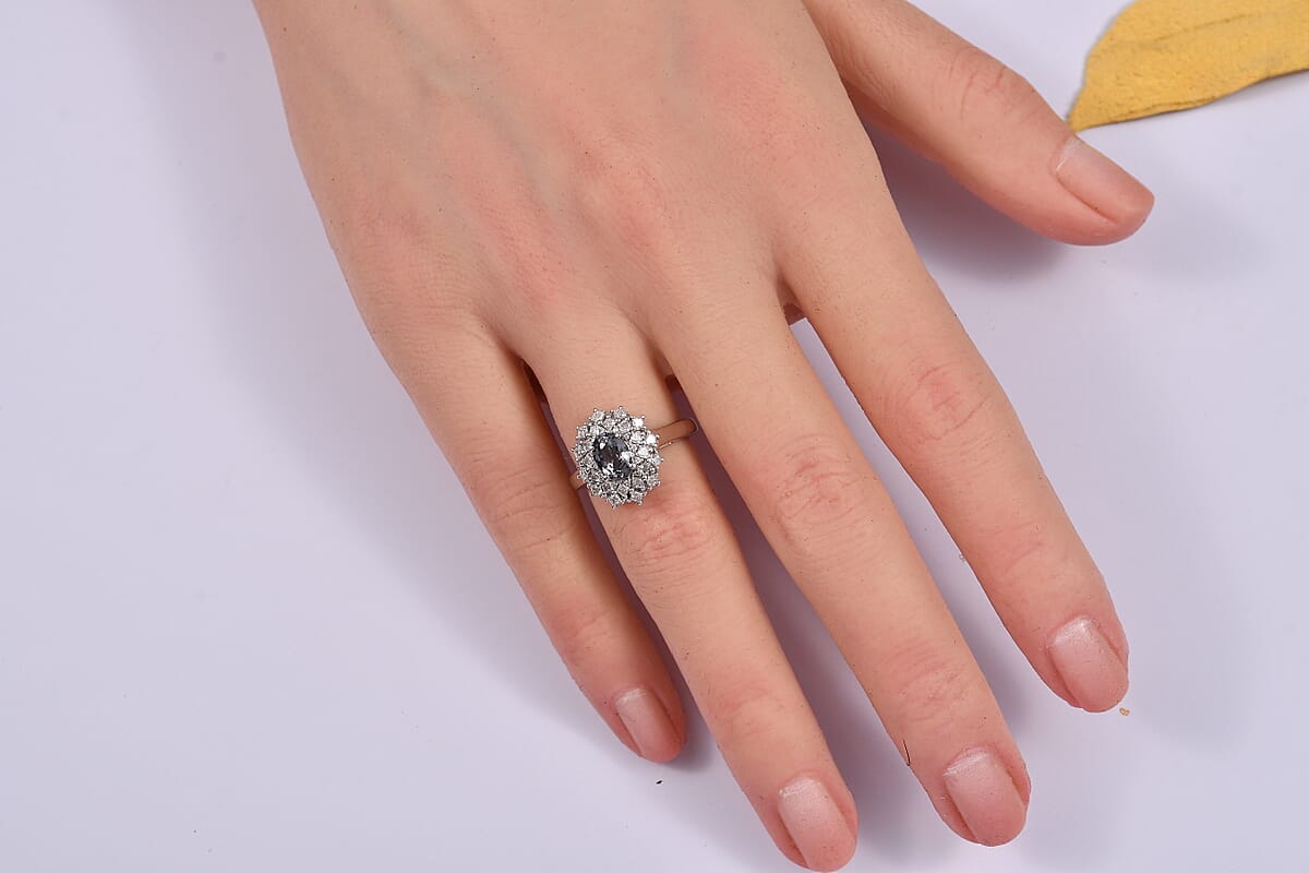 D'Joy Premium Platinum Spinel, Moissanite Ring in Rhodium Over Sterling Silver (Size 10.0) 1.50 ctw image number 1