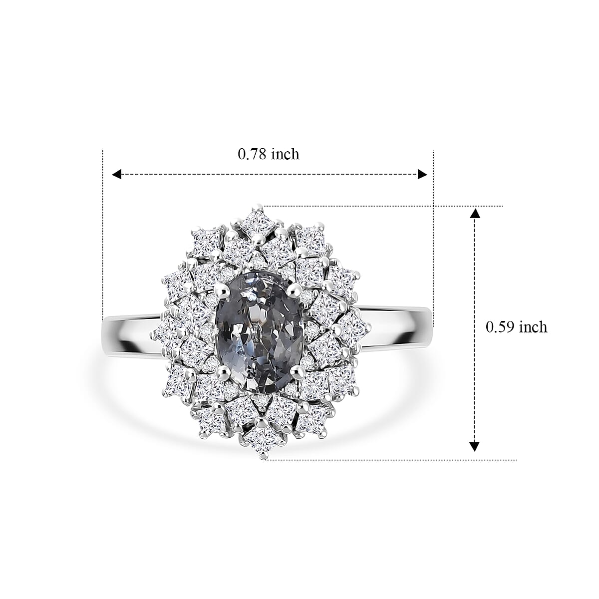 D'Joy Premium Platinum Spinel and Moissanite 1.50 ctw Ring in Rhodium Over Sterling Silver (Size 9.0) image number 5