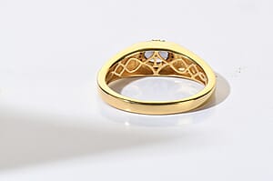 Premium Platinum Spinel, Luxuriant Lab Grown Diamond (G-H, SI) Men's Ring in 18K Vermeil YG Over Sterling Silver (Size 10.0) 1.00 ctw