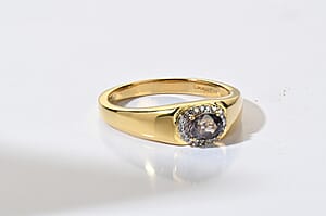 Premium Platinum Spinel, Luxuriant Lab Grown Diamond (G-H, SI) Men's Ring in 18K Vermeil YG Over Sterling Silver (Size 10.0) 1.00 ctw