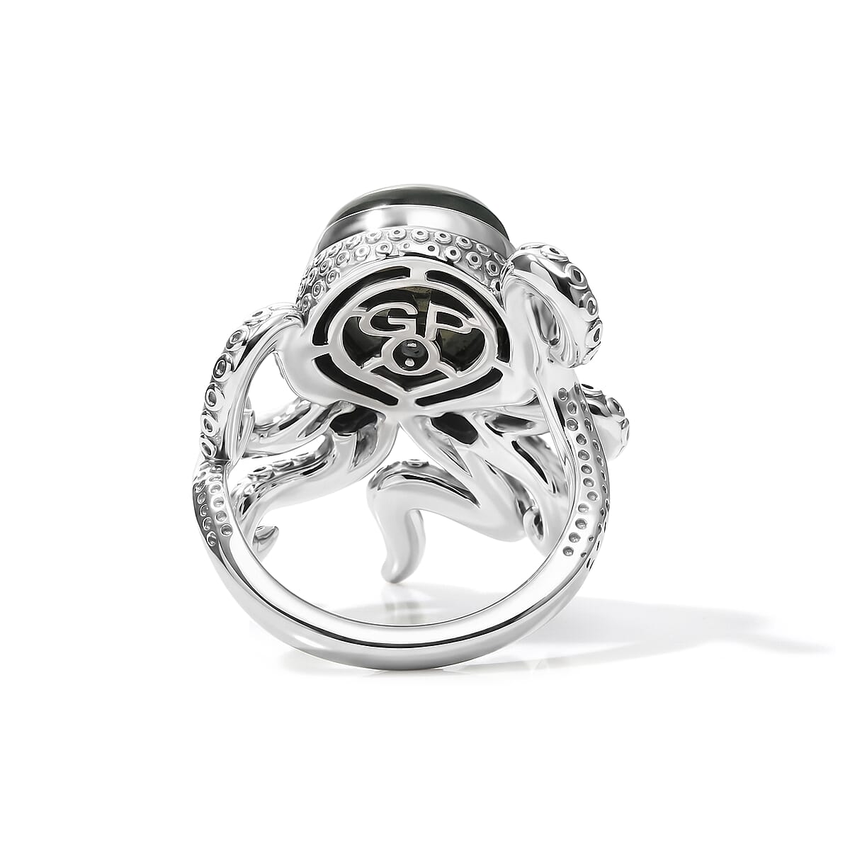 GP Artisan Crafted AAA Malagasy Labradorite and Thai Black Spinel 6.00 ctw Octopus Ring in Sterling Silver (Size 6.0) image number 4
