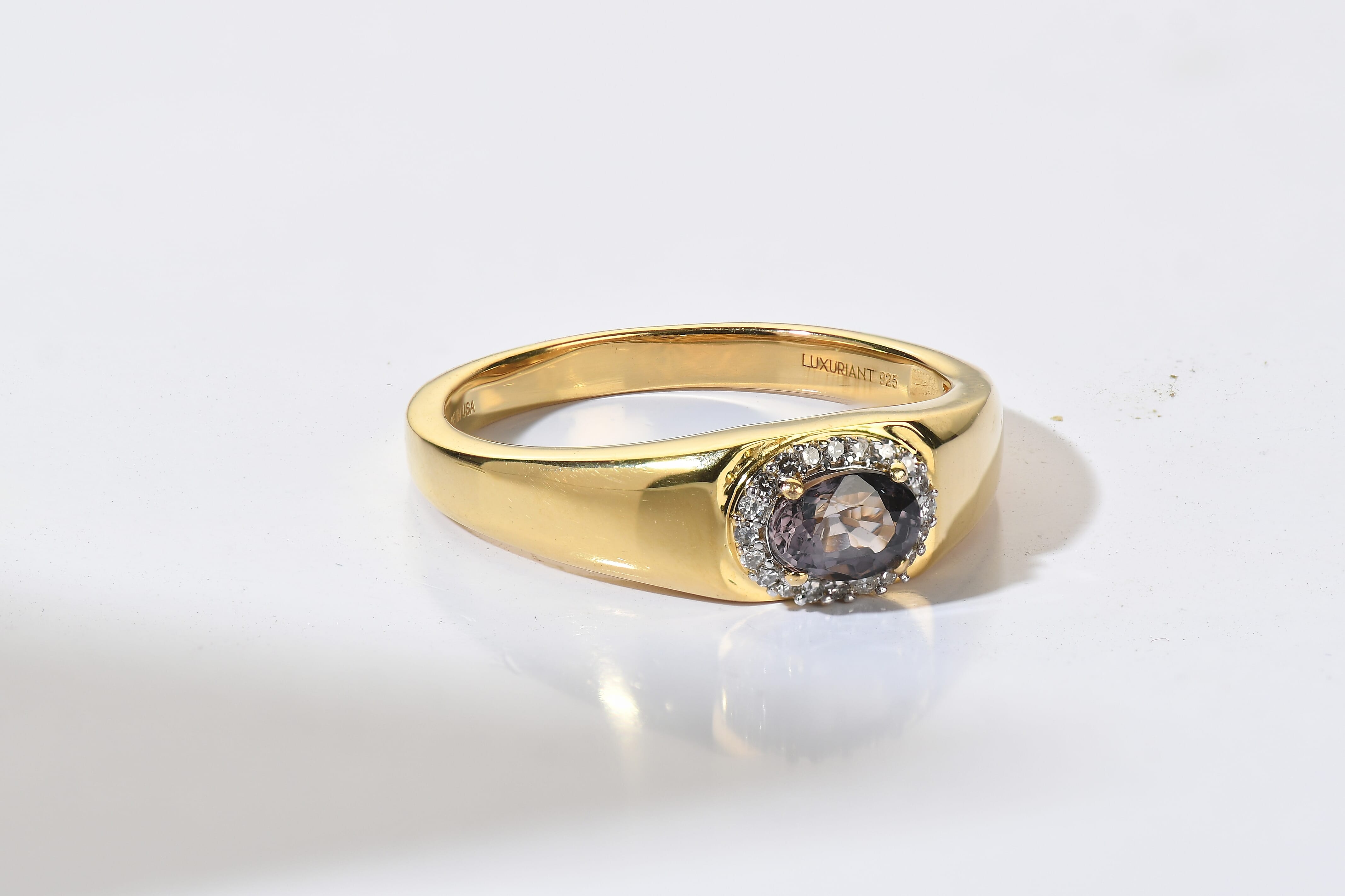 Premium Platinum Spinel and Luxuriant Lab Grown Diamond G-H SI 1.00 ctw Men's Ring in 18K Vermeil Yellow Gold Over Sterling Silver (Size 9.0)