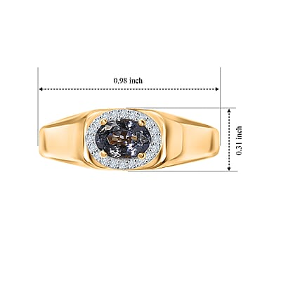 Premium Platinum Spinel and Luxuriant Lab Grown Diamond G-H SI 1.00 ctw Men's Ring in 18K Vermeil Yellow Gold Over Sterling Silver (Size 9.0)
