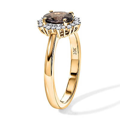 Luxoro 10K Yellow Gold AAA Platinum Spinel, Diamond (I2) (0.15 cts) Ring (Size 5.0) 1.60 ctw
