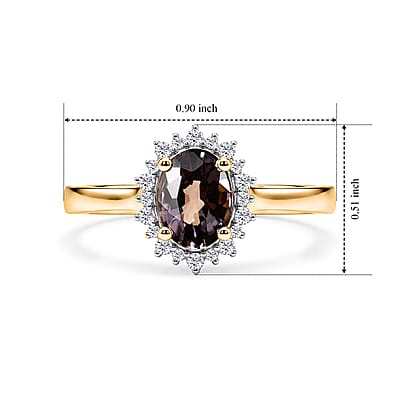 Luxoro 10K Yellow Gold AAA Platinum Spinel, Diamond (I2) (0.15 cts) Ring (Size 5.0) 1.60 ctw