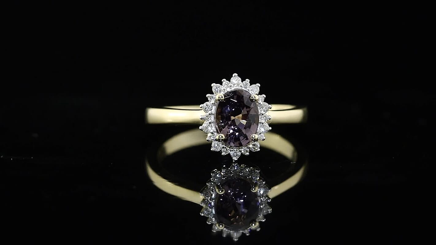 Luxoro 10K Yellow Gold AAA Platinum Spinel, Diamond (I2) (0.15 cts) Ring (Size 10.0) 1.60 ctw