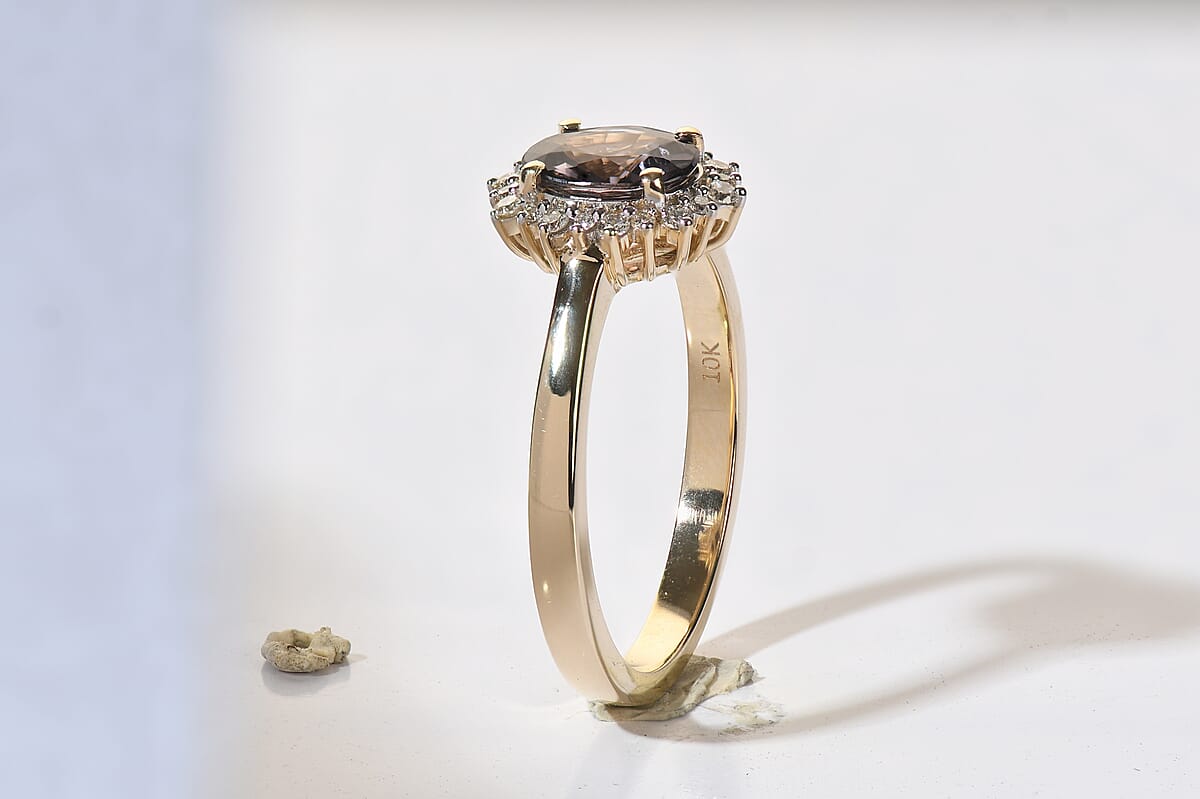 Luxoro 10K Yellow Gold AAA Platinum Spinel, Diamond (I2) (0.15 cts) Ring (Size 10.0) 1.60 ctw image number 2