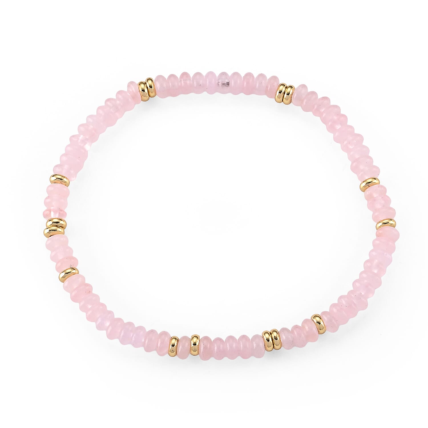 Austrian Pink Crystal Beaded Stretch Bracelet in Goldtone (6.5-7In)
