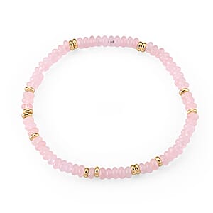 Austrian Pink Crystal Beaded Stretch Bracelet in Goldtone (6.5-7In)
