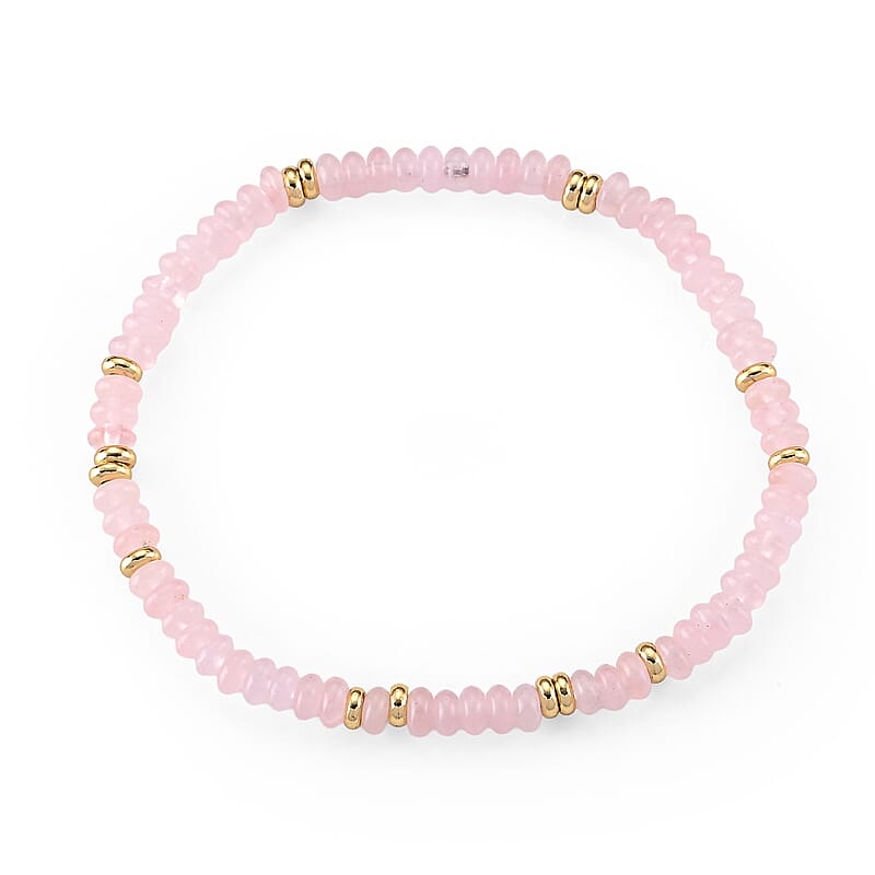 Austrian Pink Crystal Beaded Stretch Bracelet in Goldtone (6.5-7In)
