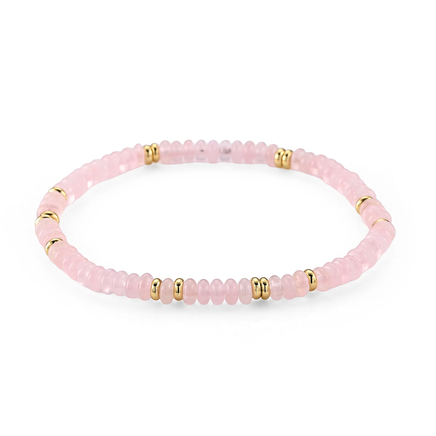 Austrian Pink Crystal Beaded Stretch Bracelet in Goldtone (6.5-7In)