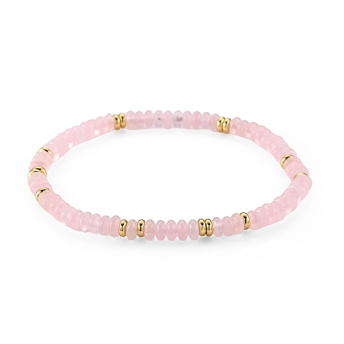 Austrian Pink Crystal Beaded Stretch Bracelet in Goldtone (6.5-7In) image number 1