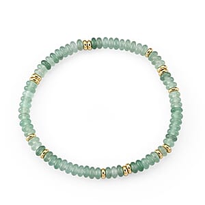 Austrian Green Crystal Beaded Stretch Bracelet in Goldtone (6-6.5In)