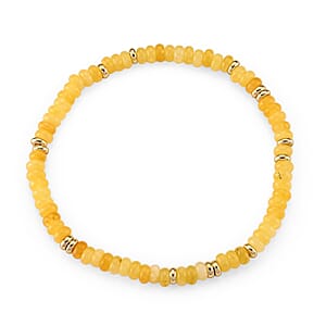 Austrian Yellow Crystal Beaded Stretch Bracelet in Goldtone (6.5-7In)