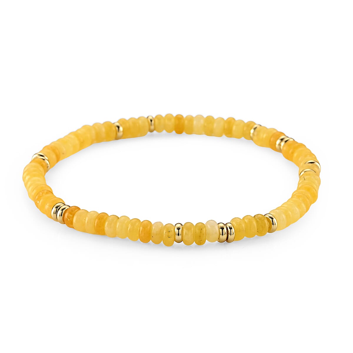Austrian Yellow Crystal Beaded Stretch Bracelet in Goldtone (6.5-7In) image number 1
