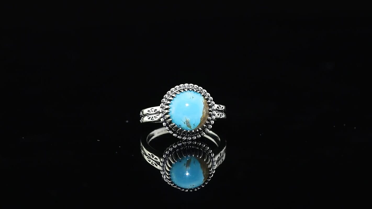 D'Joy Artisan Crafted Premium Royston Turquoise Ring in Sterling Silver (Size 10.0) 3.90 ctw