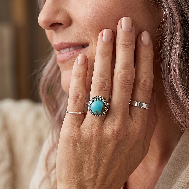 D'Joy Artisan Crafted Premium Royston Turquoise 3.90 ctw Ring in Sterling Silver (Size 6.0)