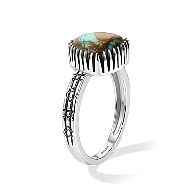 D'Joy Artisan Crafted Premium Royston Turquoise 4.10 ctw Ring Sterling Silver (Size 6.0)