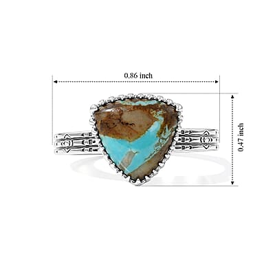 D'Joy Artisan Crafted Premium Royston Turquoise 4.10 ctw Ring Sterling Silver (Size 6.0)