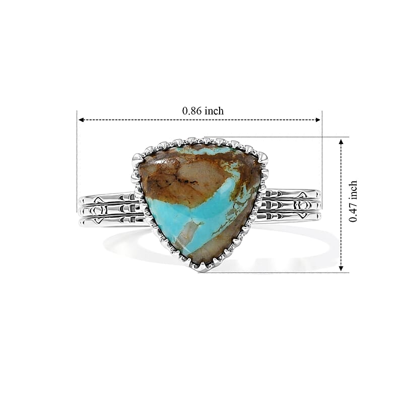 D'Joy Artisan Crafted Premium Royston Turquoise 4.10 ctw Ring Sterling Silver (Size 6.0)