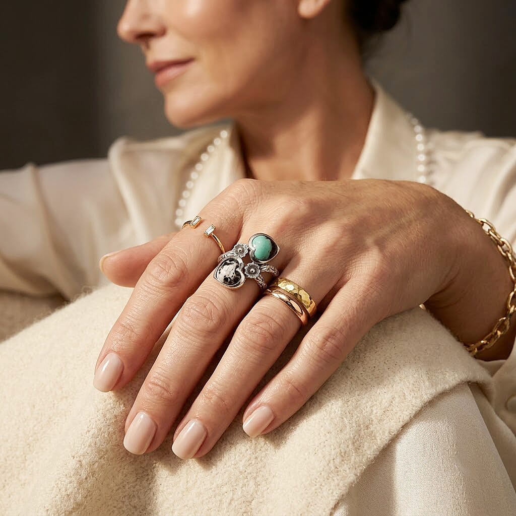 D'Joy Artisan Crafted Royston Turquoise and White Buffalo 5.40 ctw Heart Ring in Sterling Silver (Size 6.0)