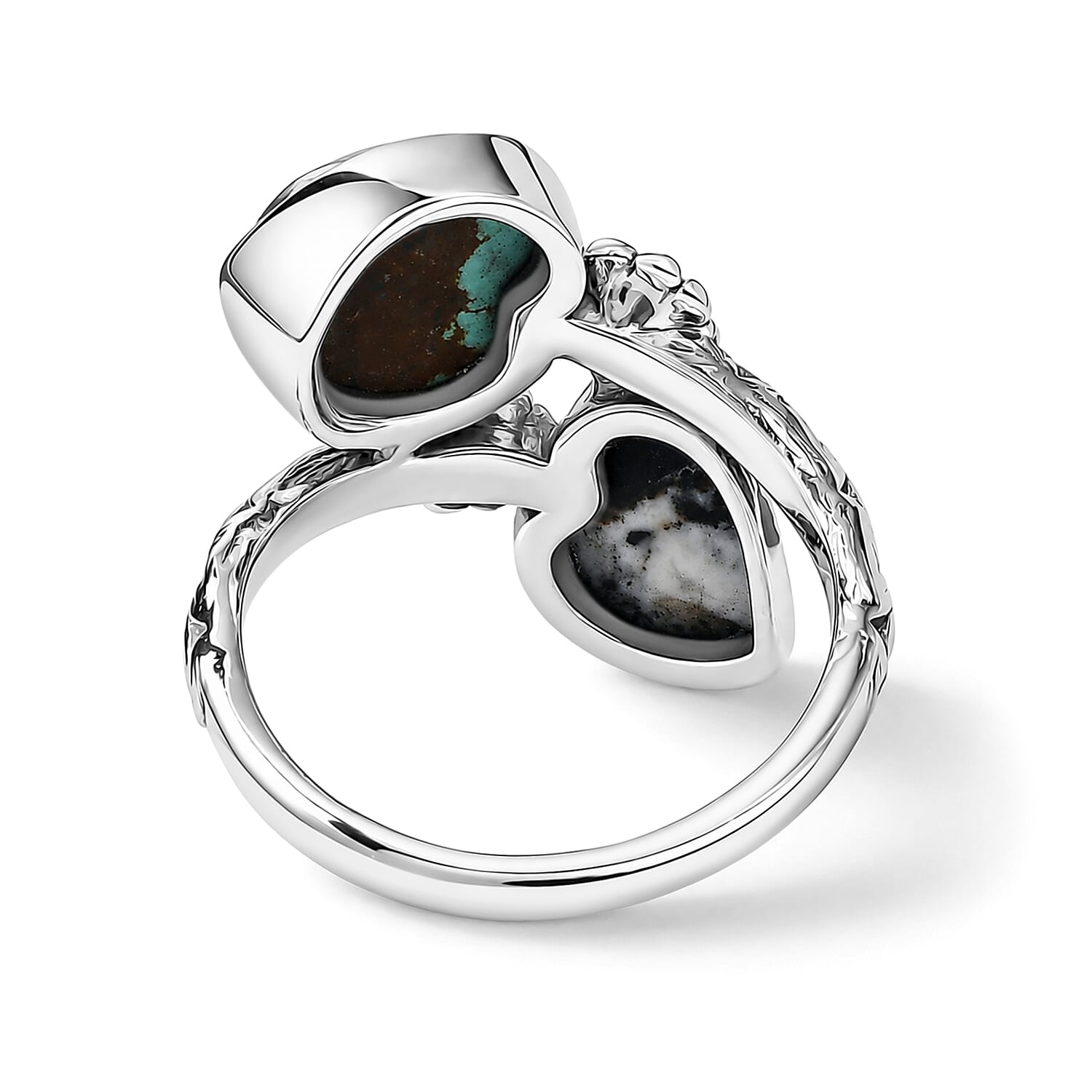 D'Joy Artisan Crafted Royston Turquoise and White Buffalo 5.40 ctw Heart Ring in Sterling Silver (Size 6.0)