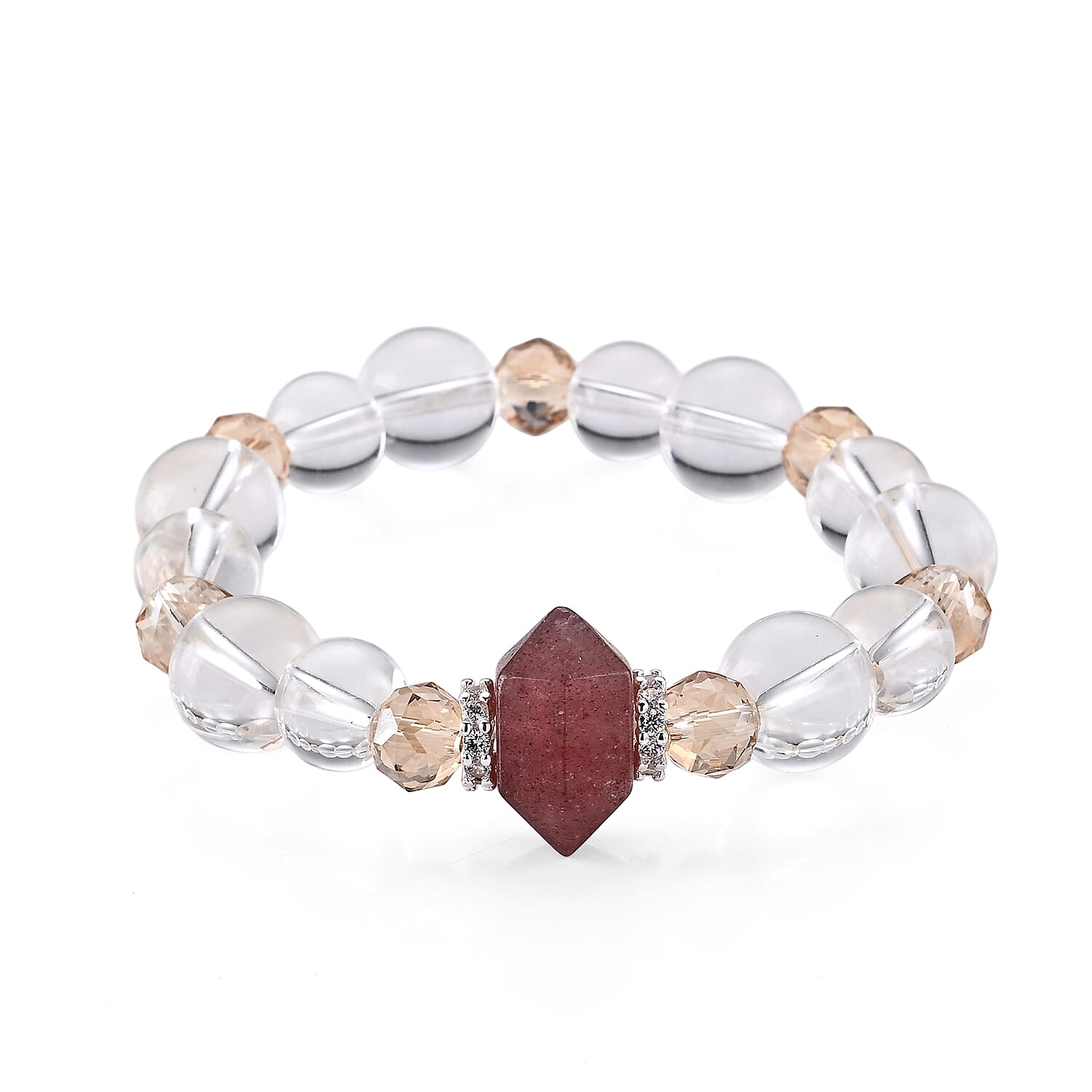 Multi Gemstone 140.00 ctw Beaded Stretch Bracelet in Silvertone (6-6.5In)