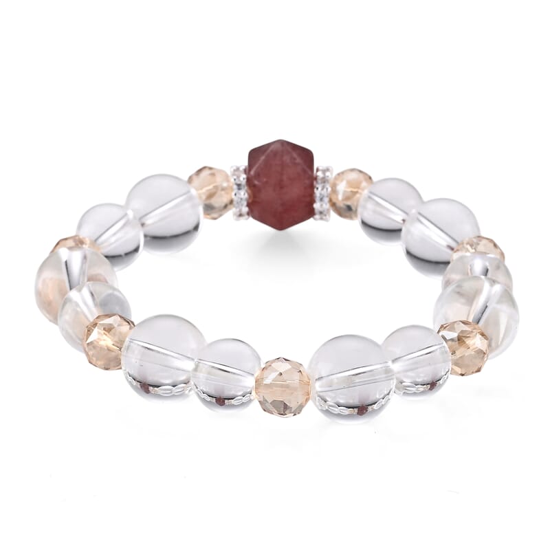 Multi Gemstone 140.00 ctw Beaded Stretch Bracelet in Silvertone (6-6.5In)