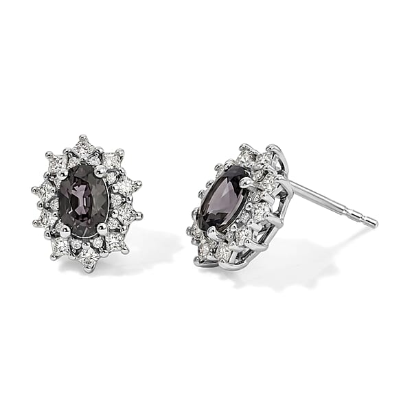 D'Joy Premium Platinum Spinel and Moissanite 1.65 ctw Starlit Bloom Stud Earrings in Rhodium Over Sterling Silver