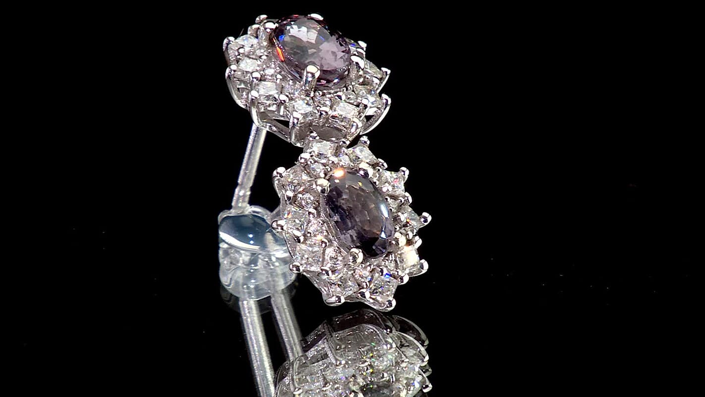 D'Joy Premium Platinum Spinel, Moissanite Earrings in Rhodium Over Sterling Silver 1.65 ctw