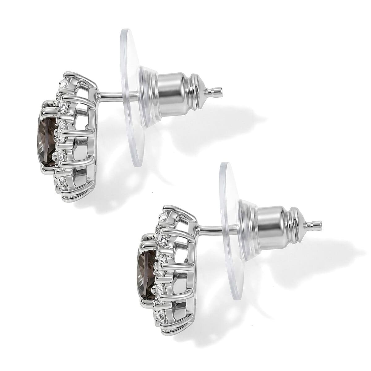D'Joy Premium Platinum Spinel, Moissanite Earrings in Rhodium Over Sterling Silver 1.65 ctw image number 1