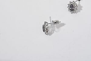 D'Joy Premium Platinum Spinel, Moissanite Earrings in Rhodium Over Sterling Silver 1.65 ctw