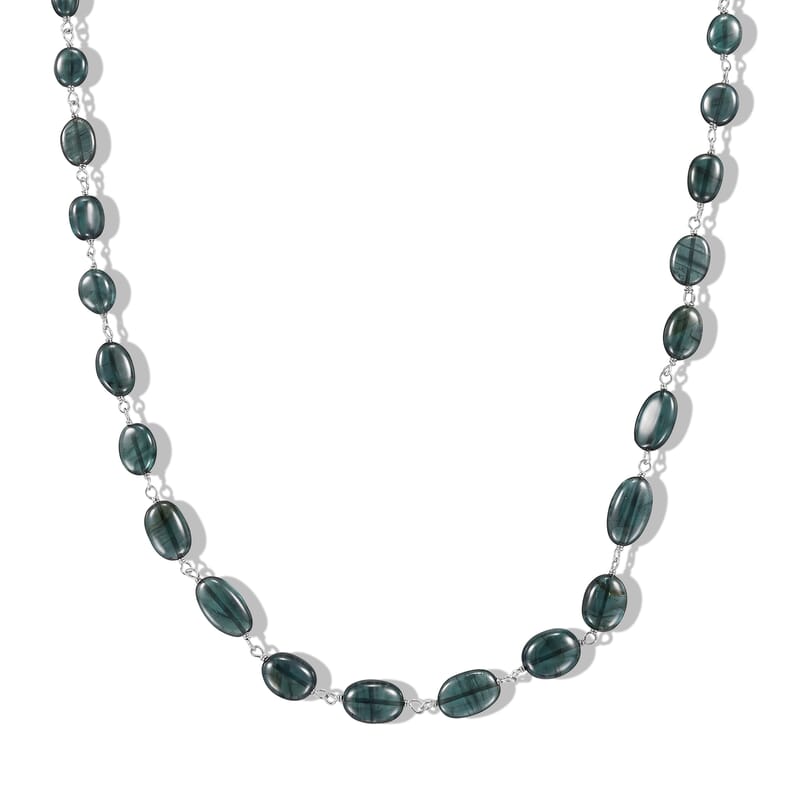 Certified & Appraised Rhapsody AAAA Monte Belo Indicolite 35.00 ctw Beaded Necklace in 950 Platinum 18 Inches