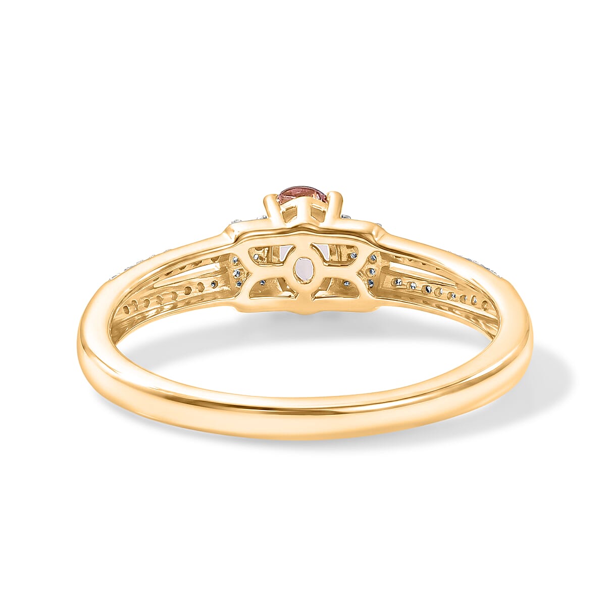 D'Joy Premium Pink Morganite and White Zircon 0.65 ctw Ring in 18K Vermeil Yellow Gold Over Sterling Silver (Size 8.5) image number 4