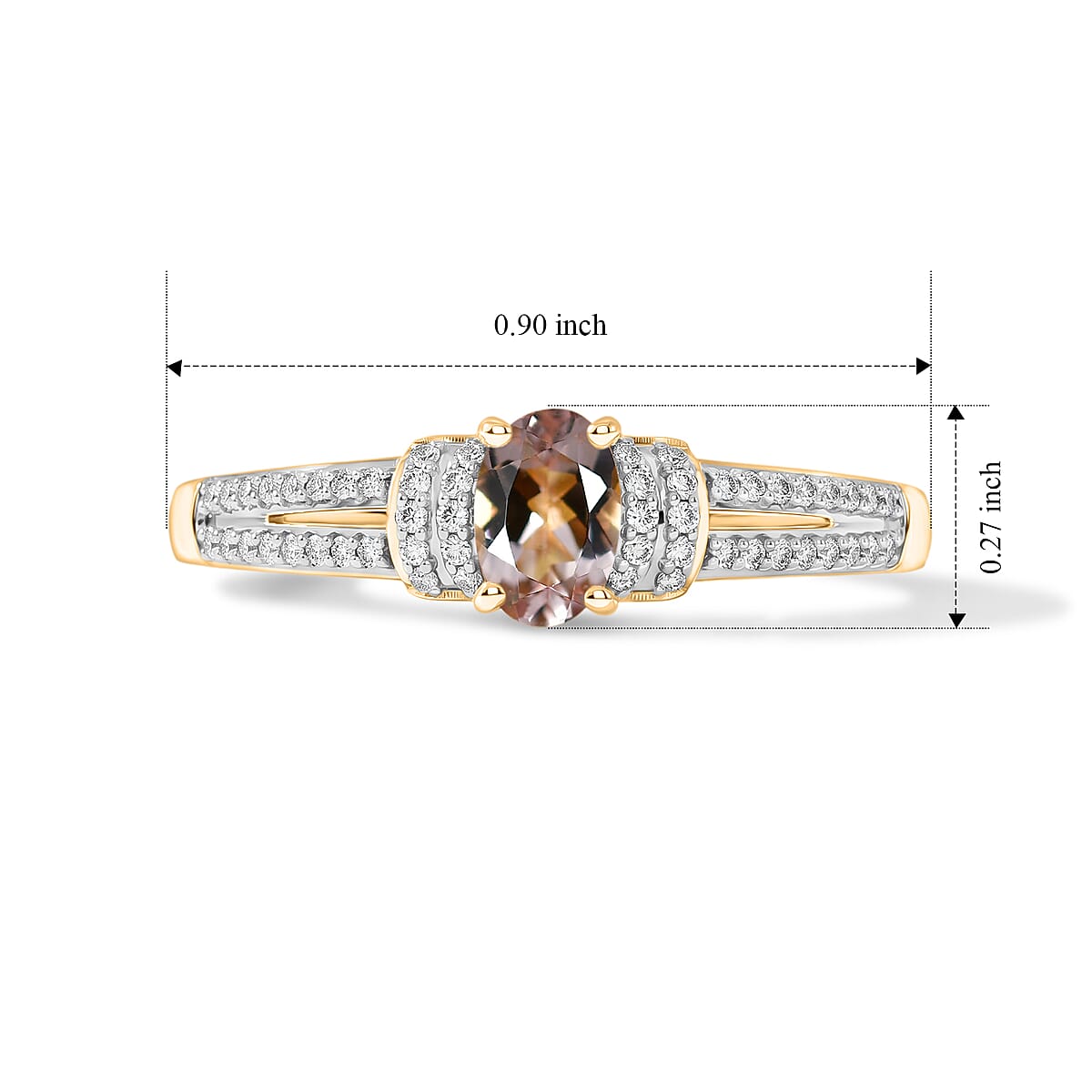 D'Joy Premium Pink Morganite and White Zircon 0.65 ctw Ring in 18K Vermeil Yellow Gold Over Sterling Silver (Size 8.5) image number 5