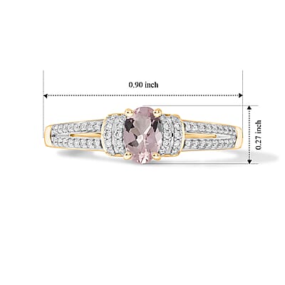 D'Joy Premium Pink Morganite and White Zircon 0.65 ctw Ring in 18K Vermeil Yellow Gold Over Sterling Silver (Size 8.5)