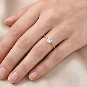 D'Joy Premium Pink Morganite and Moissanite 0.70 ctw Ring in 18K Vermeil Yellow Gold Over Sterling Silver (Size 8.5)