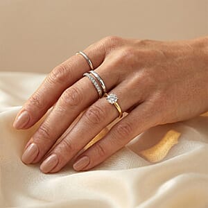 D'Joy Premium Pink Morganite and Moissanite 0.70 ctw Ring in 18K Vermeil Yellow Gold Over Sterling Silver (Size 8.5)