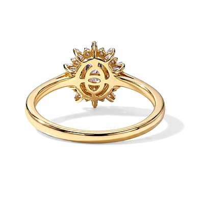 D'Joy Premium Pink Morganite and Moissanite 0.70 ctw Ring in 18K Vermeil Yellow Gold Over Sterling Silver (Size 8.5)