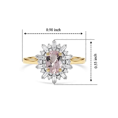 D'Joy Premium Pink Morganite and Moissanite 0.70 ctw Ring in 18K Vermeil Yellow Gold Over Sterling Silver (Size 8.5)